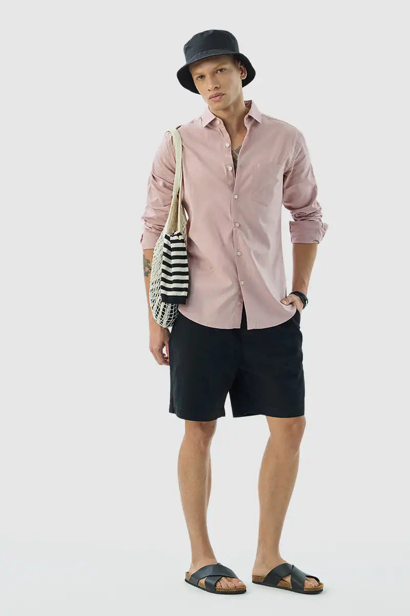 Solid Cotton-Linen Blend Shirt