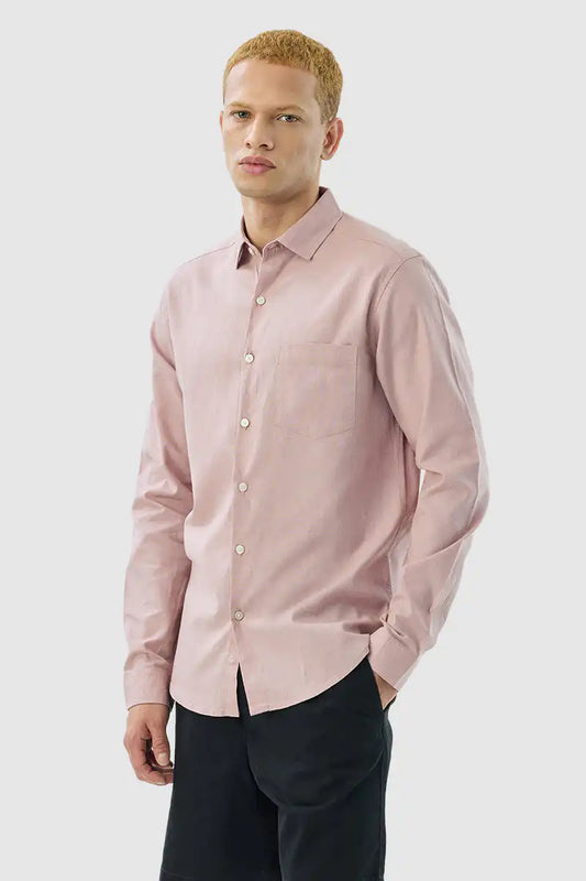 Solid Cotton-Linen Blend Shirt