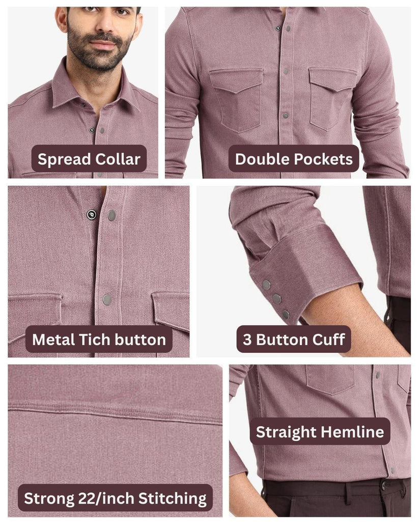 Solid Double Pocket Twill Shirt