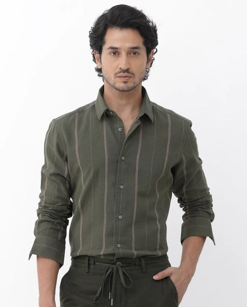 Cotton Stripe Olive