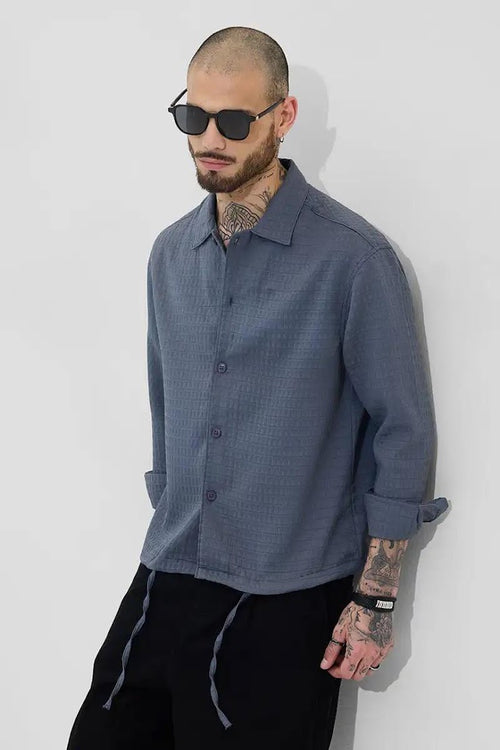 Textured Cotton Polyester Shirt - Grey