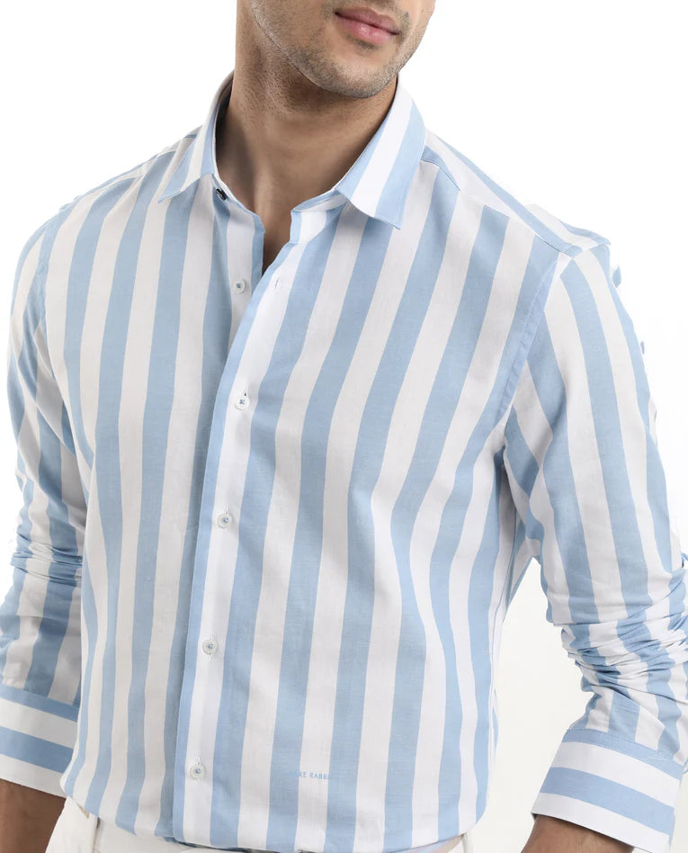 CABANA STRIPE SHIRT - LEEDS BLUE
