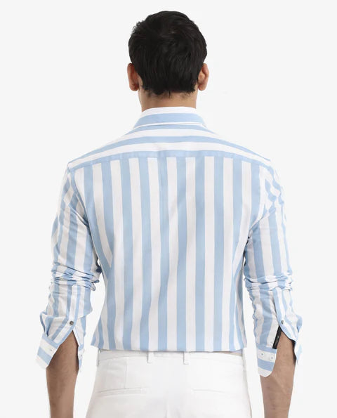 CABANA STRIPE SHIRT - LEEDS BLUE