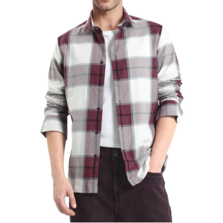 Back Print Check Maroon