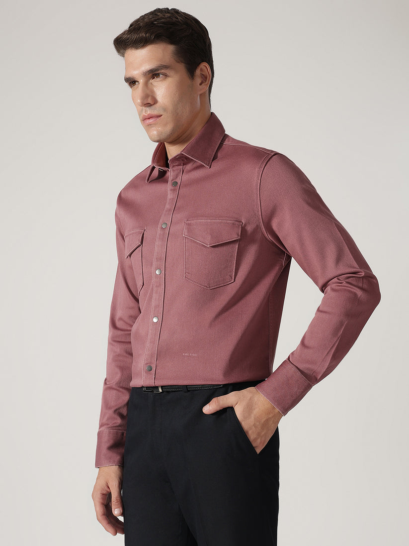 Solid Double Pocket Twill Shirt
